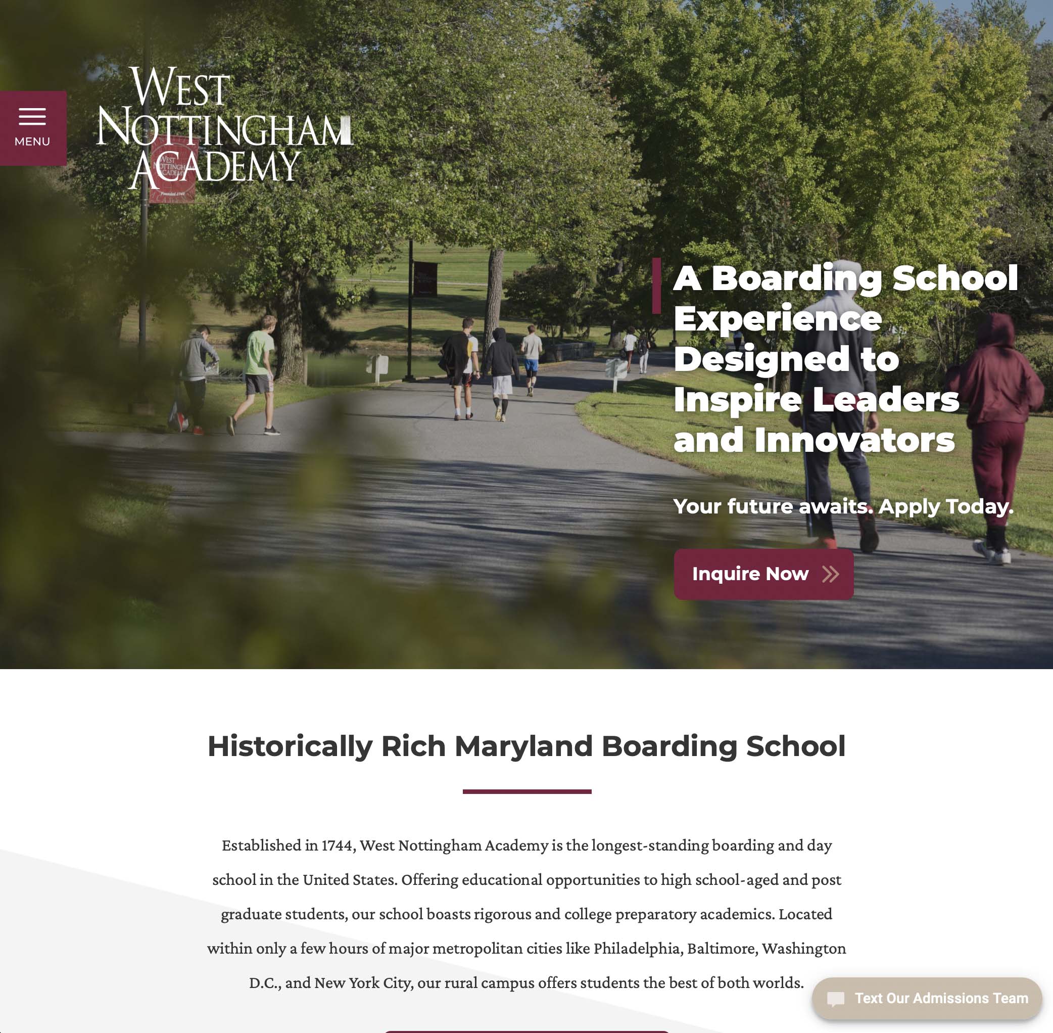 West Nottingham Academy - America's oldest boarding school