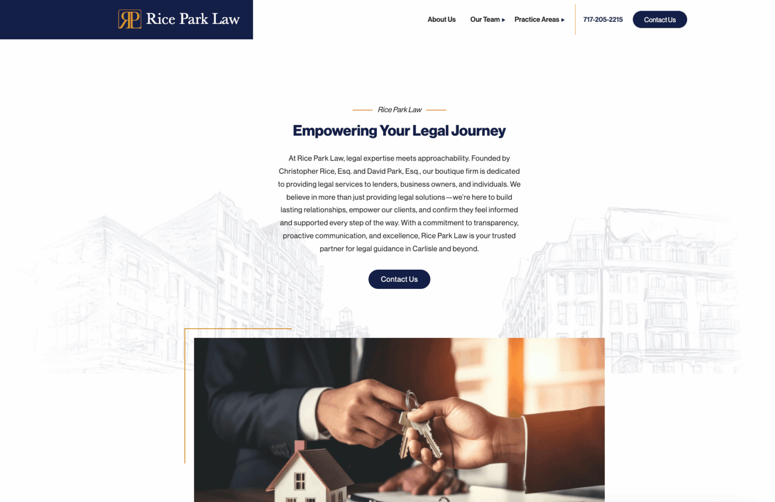 At Pixel & Hammer, we’re proud to announce the launch of a fresh new digital presence for Rice Park Law, a boutique law firm based in downtown Carlisle, Pennsylvania. With a clean, modern design and robust custom WordPress CMS, the new site brings accessibility, clarity, and functionality to both firm leadership and their clients. Empowering a Modern Legal Practice Founded by attorneys Christopher Rice, Esq. and David Park, Esq., Rice Park Law offers legal services to lenders, business owners, and individuals with a focus on transparent communication, proactive service, and tailored legal solutions. Their mission is about more than just contracts and clauses—it’s about building long-term relationships with clients and empowering them with confidence throughout their legal journey.